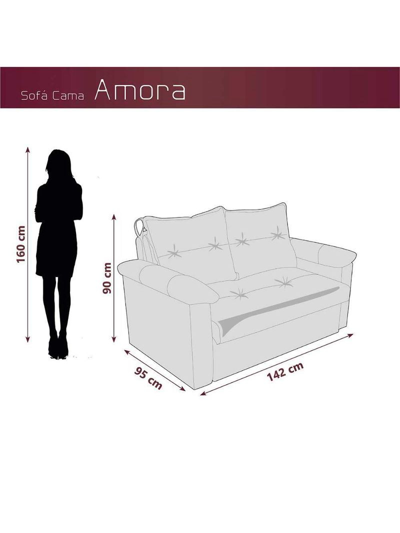 Sofá Cama Compacto 2 Lugares 1,38 Larg Amora New Matrix Suede Capuccino