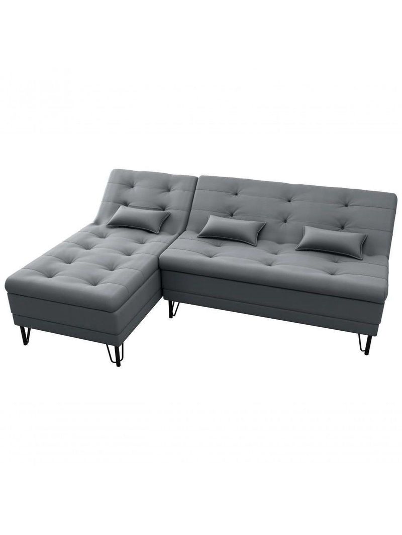 Sofá Cama 3 Lugares Com Chass Casal Luxo Premium Nice Matrix Veludo Cinza