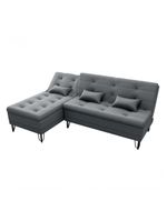 Sofá Cama 3 Lugares Com Chass Casal Luxo Premium Nice Matrix Veludo Cinza