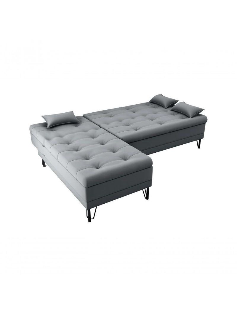 Sofá Cama 3 Lugares Com Chass Casal Luxo Premium Nice Matrix Veludo Cinza
