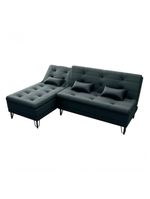 Sofá Cama 3 Lugares Com Chass Casal Luxo Premium Nice Matrix Veludo Preto