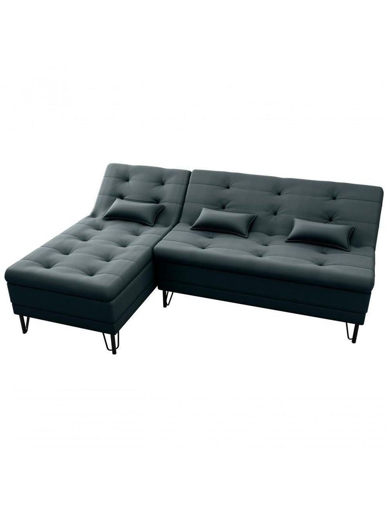 Sofá Cama 3 Lugares Com Chass Casal Luxo Premium Nice Matrix Veludo Preto