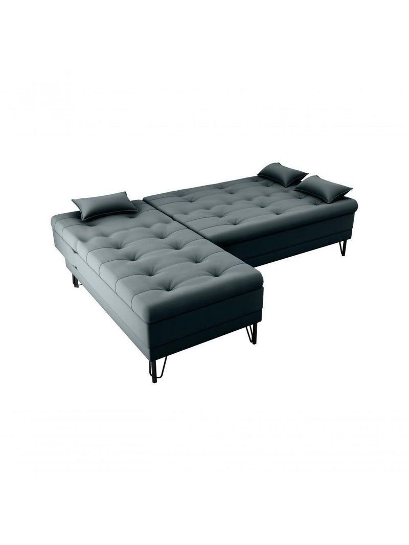 Sofá Cama 3 Lugares Com Chass Casal Luxo Premium Nice Matrix Veludo Preto