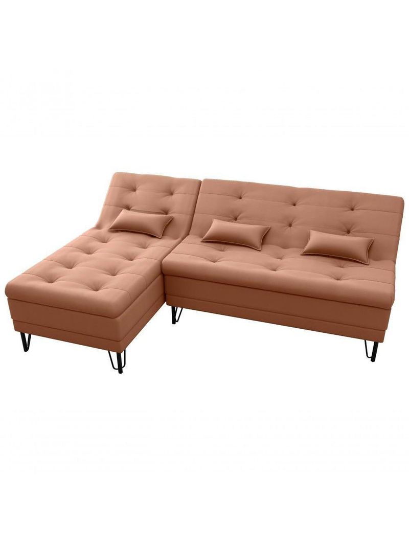 Sofá Cama 3 Lugares Com Chass Casal Luxo Premium Nice Matrix Veludo Ferrugem