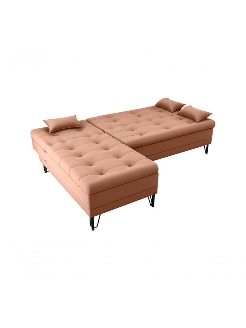 Sofá Cama 3 Lugares Com Chass Casal Luxo Premium Nice Matrix Veludo Ferrugem