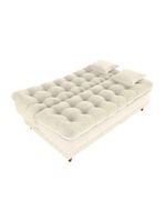 Sofá Cama 3 Lugares Casal Confortável 1,85 Larg Duda Matrix Boucle Bege