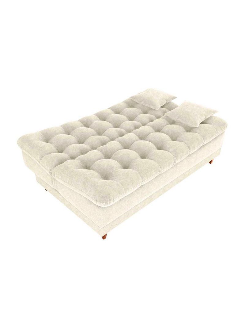Sofá Cama 3 Lugares Casal Confortável 1,85 Larg Duda Matrix Boucle Bege