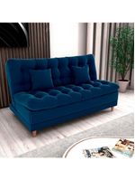 Sofá Cama 3 Lugares Casal Confortável 1,85 Larg Duda Matrix Veludo Azul