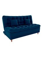 Sofá Cama 3 Lugares Casal Confortável 1,85 Larg Duda Matrix Veludo Azul