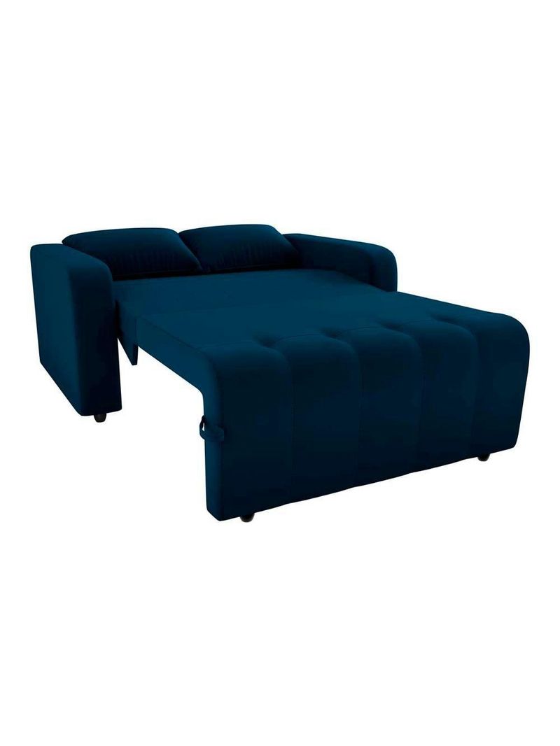 Sofá Cama Compacto 2 Lugares 1,38 Larg Amora New Matrix Veludo Azul