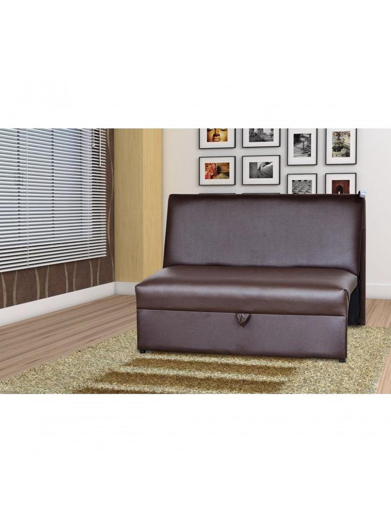 Sofá Cama 2 Lugares Compacro Sem Braço 115 Larg Malu Matrix Sintetico Marrom