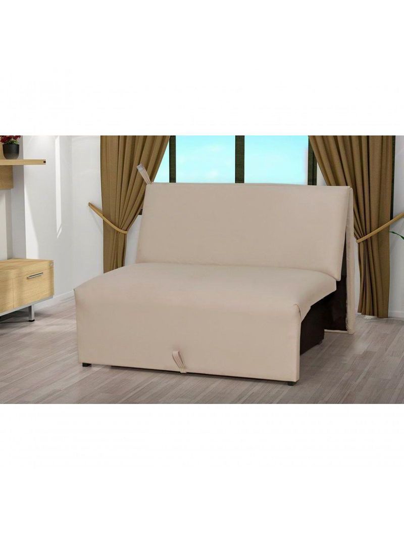 Sofá Cama 2 Lugares Compacro Sem Braço 115 Larg Malu Matrix Sintetico Bege