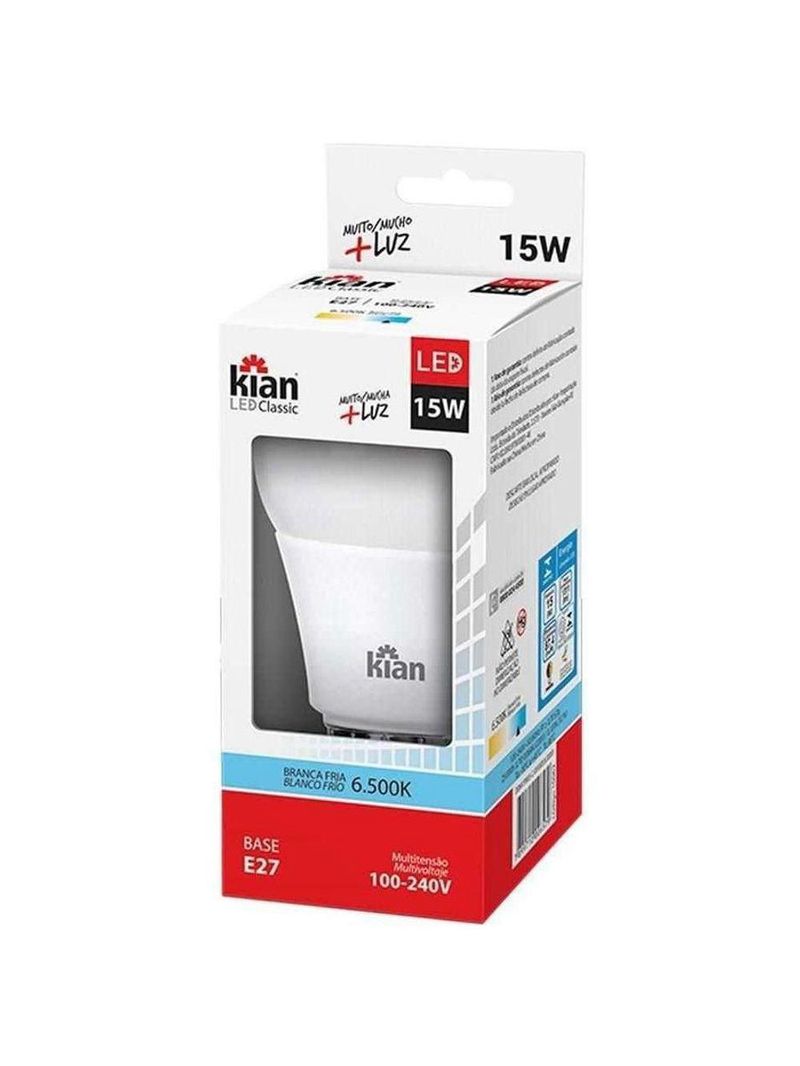 Lâmpada Led 15w 25000h 1350lm 6500k Kian - Kian