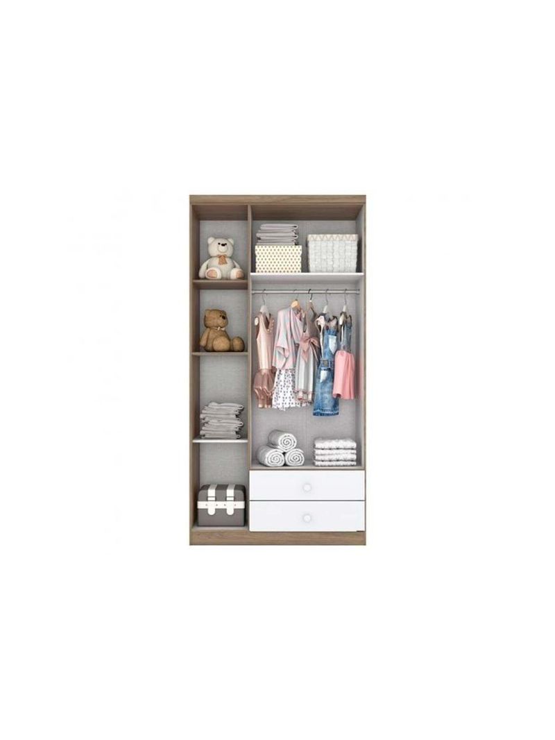 Quarto De Bebê Completo Bala De Menta 2 Peças (1 Guarda Roupa + 1 Berço) Qi94 Branco - Henn
