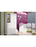 Quarto De Bebê Completo Bala De Menta 2 Peças (1 Guarda Roupa + 1 Berço) Qi94 Branco - Henn