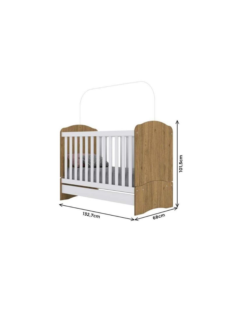 Quarto De Bebê Completo Bala De Menta 2 Peças (1 Guarda Roupa + 1 Berço) Qi94 Branco - Henn