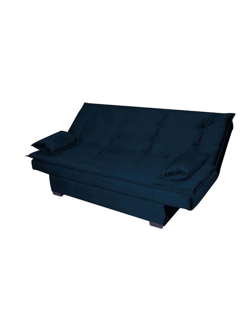 Sofá Cama 3 Lugares Casal Premium Reclinavel 1,80 Larg Esmeralda Matrix Veludo Azul