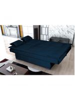Sofá Cama 3 Lugares Casal Premium Reclinavel 1,80 Larg Esmeralda Matrix Veludo Azul