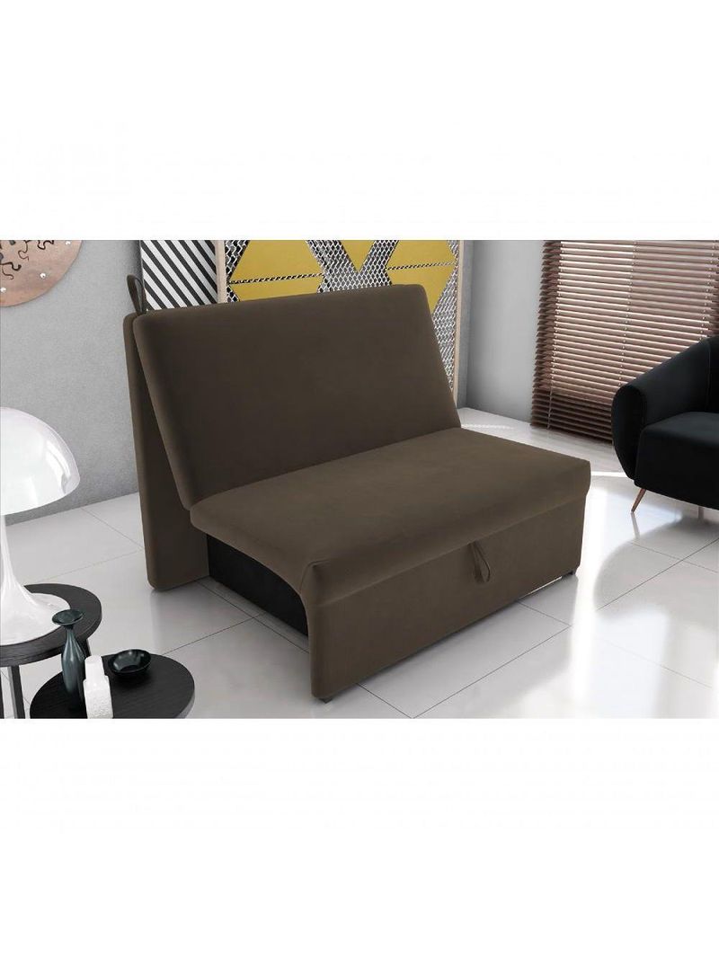 Sofá Cama 2 Lugares Compacro Sem Braço 115 Larg Malu Matrix Suede Capuccino