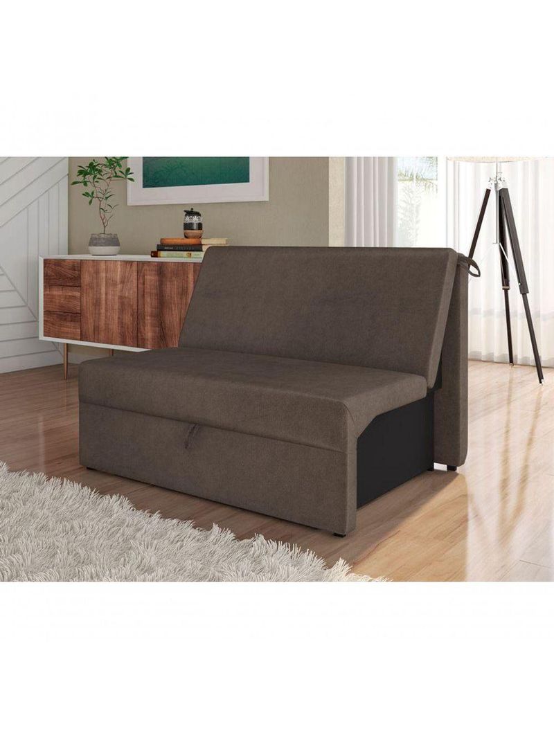 Sofá Cama 2 Lugares Compacro Sem Braço 115 Larg Malu Matrix Suede Capuccino
