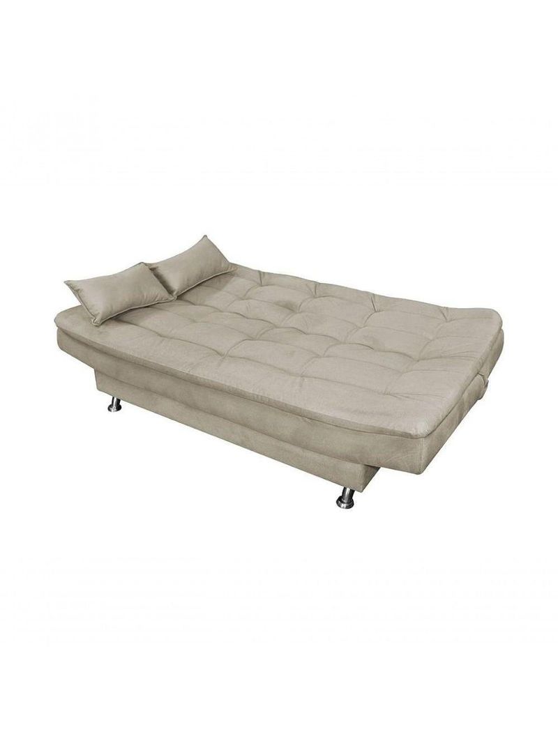 Sofá Cama 3 Lugares Com Pillow Reclinável 190 Larg Salomé Matrix Suede Bege
