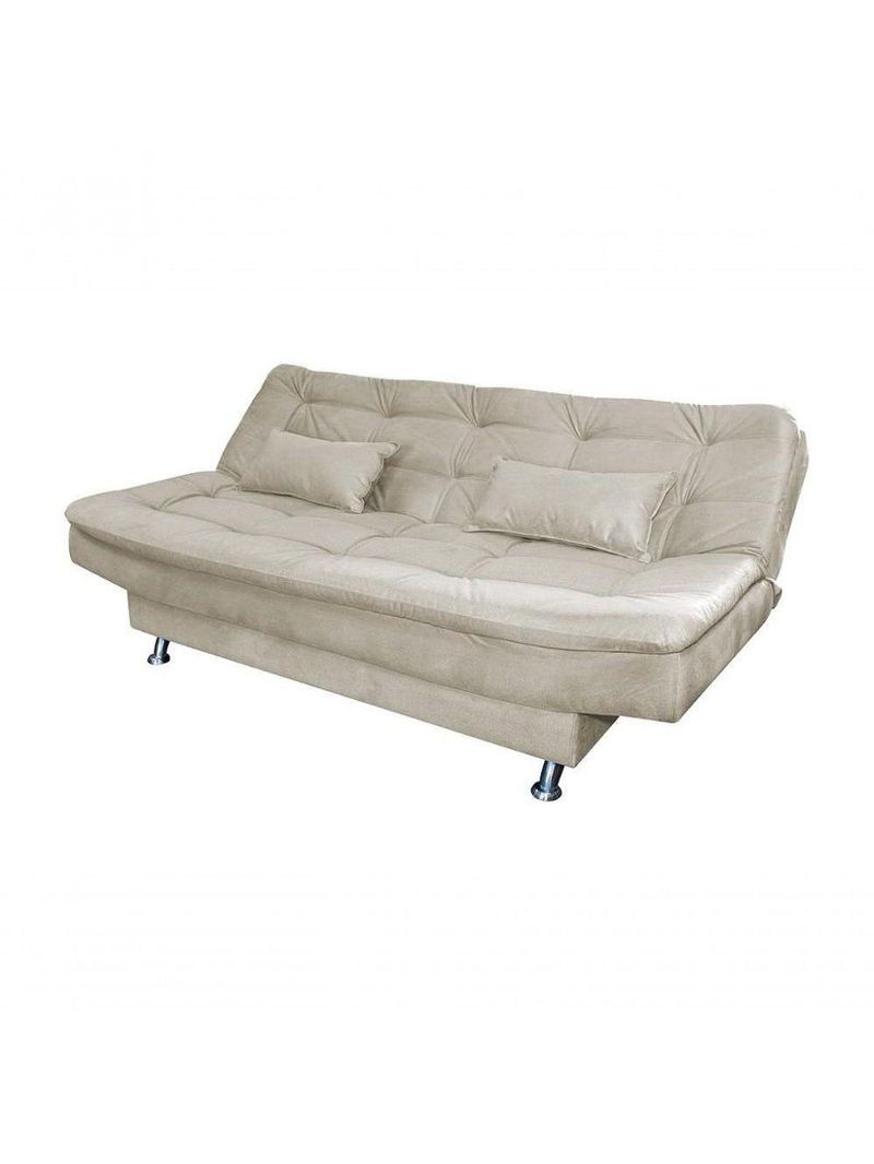 Sofá Cama 3 Lugares Com Pillow Reclinável 190 Larg Salomé Matrix Suede Bege