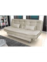 Sofá Cama 3 Lugares Com Pillow Reclinável 190 Larg Salomé Matrix Suede Bege