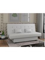 Sofá Cama 3 Lugares Casal Reclinável 190 Larg Laila Matrix Sintetico Branco
