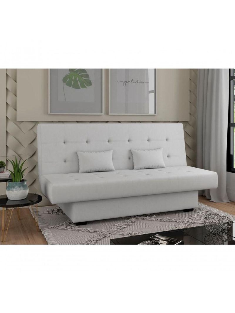 Sofá Cama 3 Lugares Casal Reclinável 190 Larg Laila Matrix Sintetico Branco