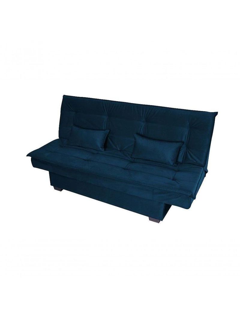 Sofá Cama 3 Lugares Casal Premium Reclinavel 1,80 Larg Esmeralda Matrix Suede Azul