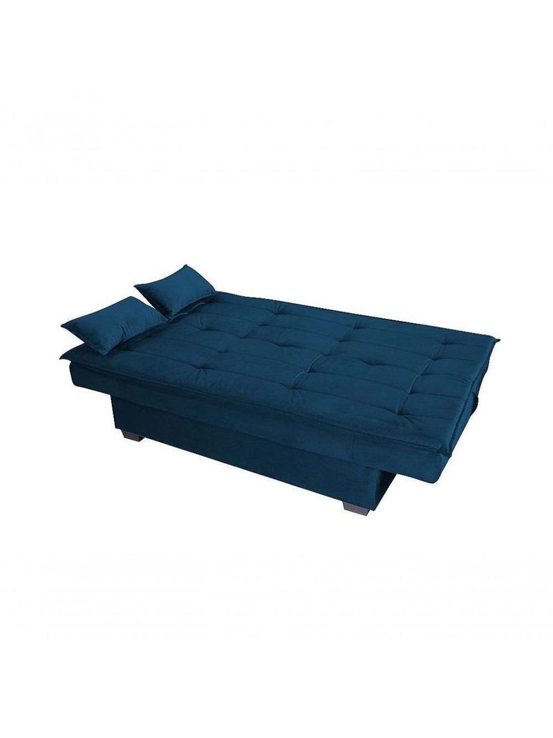 Sofá Cama 3 Lugares Casal Premium Reclinavel 1,80 Larg Esmeralda Matrix Suede Azul