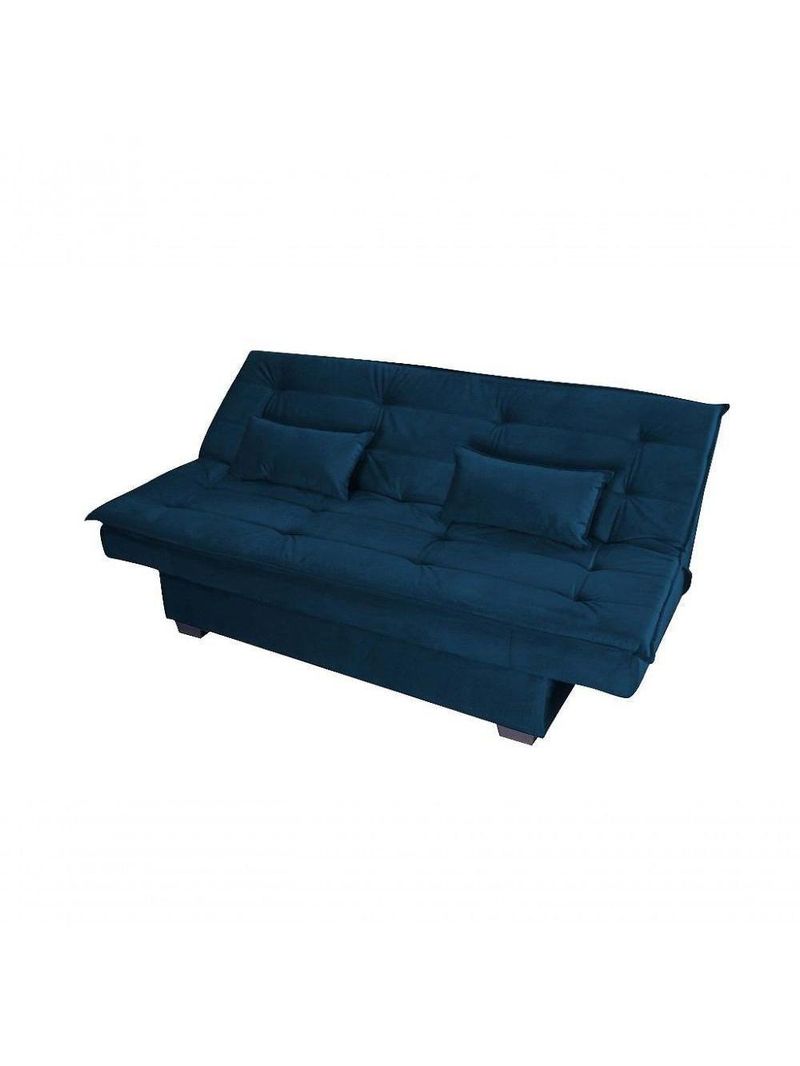 Sofá Cama 3 Lugares Casal Premium Reclinavel 1,80 Larg Esmeralda Matrix Suede Azul
