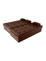 Conjunto Sofá Cama 3 Lugares Com Pillow Top E Chaise Penelope Matrix Veludo Marrom