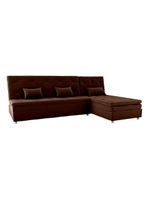 Conjunto Sofá Cama 3 Lugares Com Pillow Top E Chaise Penelope Matrix Veludo Marrom