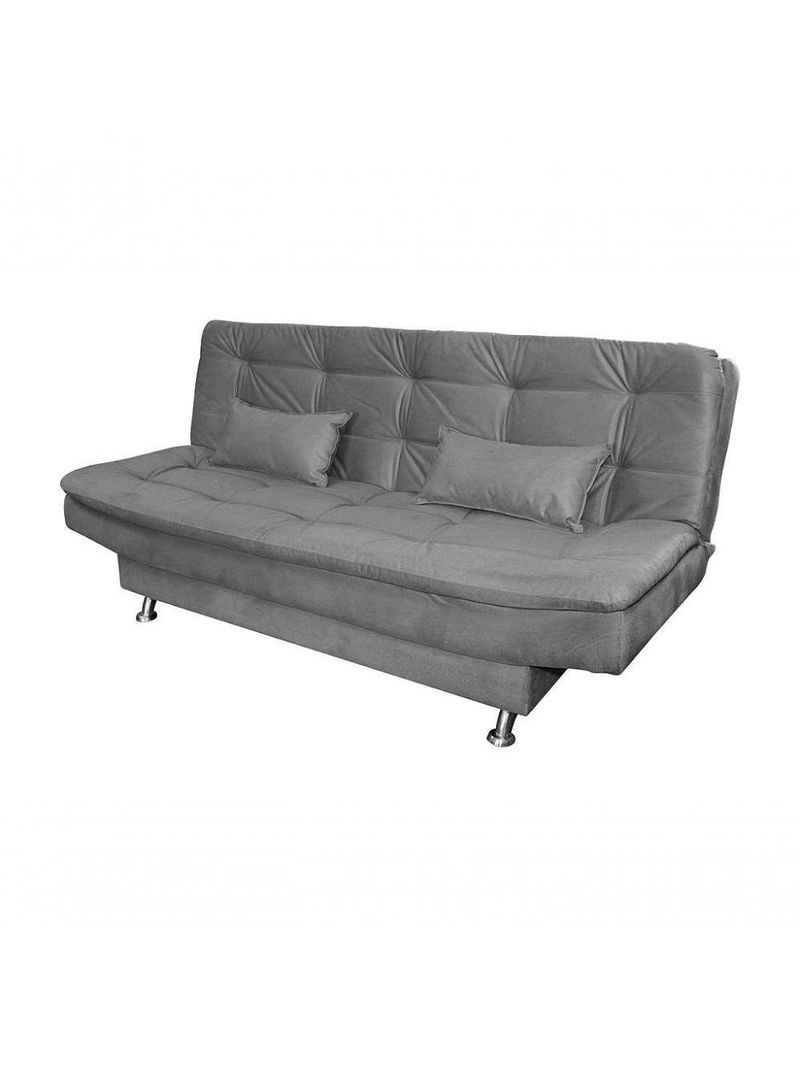 Sofá Cama 3 Lugares Com Pillow Reclinável 190 Larg Salomé Matrix Suede Cinza