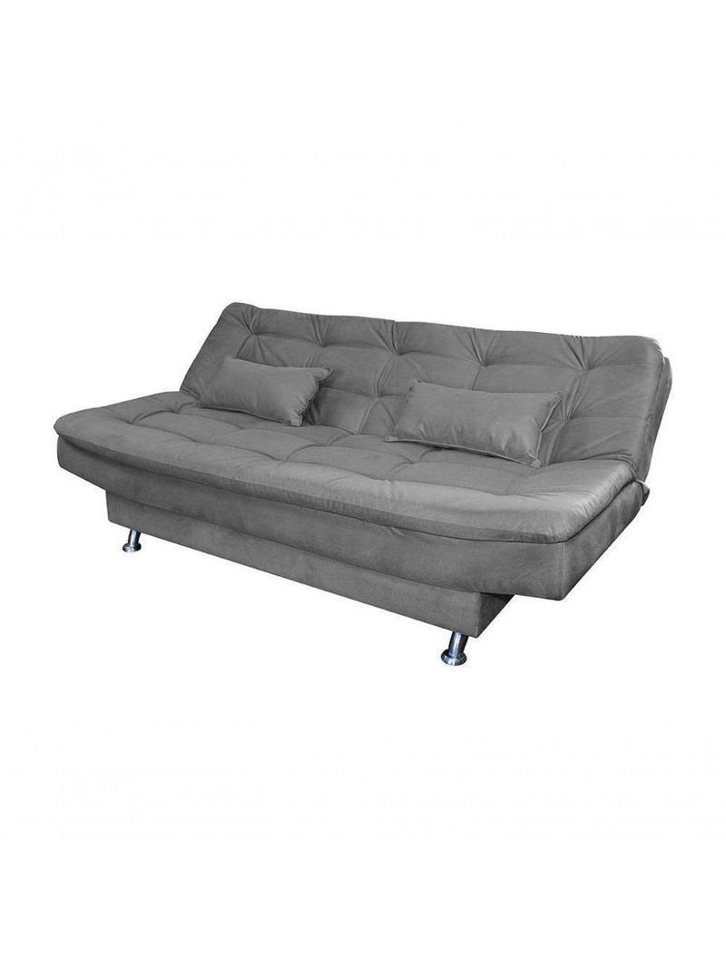 Sofá Cama 3 Lugares Com Pillow Reclinável 190 Larg Salomé Matrix Suede Cinza