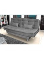 Sofá Cama 3 Lugares Com Pillow Reclinável 190 Larg Salomé Matrix Suede Cinza