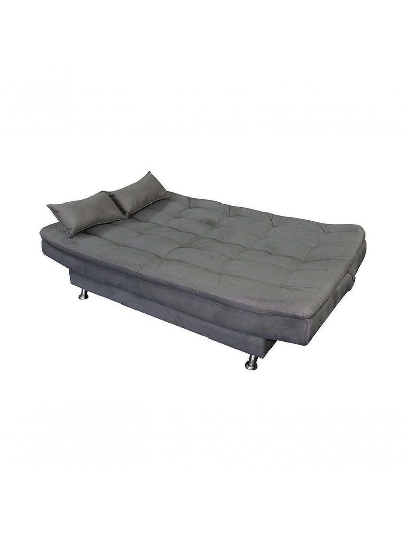 Sofá Cama 3 Lugares Com Pillow Reclinável 190 Larg Salomé Matrix Suede Cinza