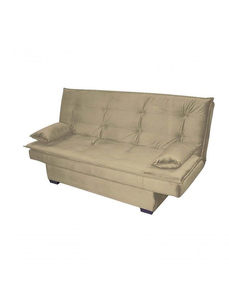 Sofá Cama 3 Lugares Casal Premium Reclinavel 1,80 Larg Esmeralda Matrix Veludo Capuccino