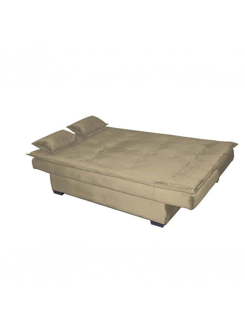 Sofá Cama 3 Lugares Casal Premium Reclinavel 1,80 Larg Esmeralda Matrix Veludo Capuccino