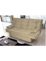 Sofá Cama 3 Lugares Casal Premium Reclinavel 1,80 Larg Esmeralda Matrix Veludo Capuccino