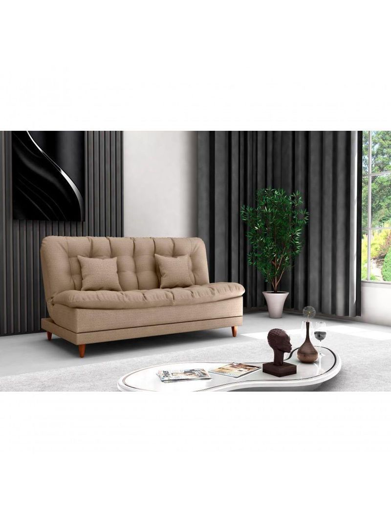 Sofá Cama 3 Lugares Casal Confortável 1,85 Larg Duda Matrix Linho Areia