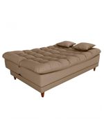 Sofá Cama 3 Lugares Casal Confortável 1,85 Larg Duda Matrix Linho Areia