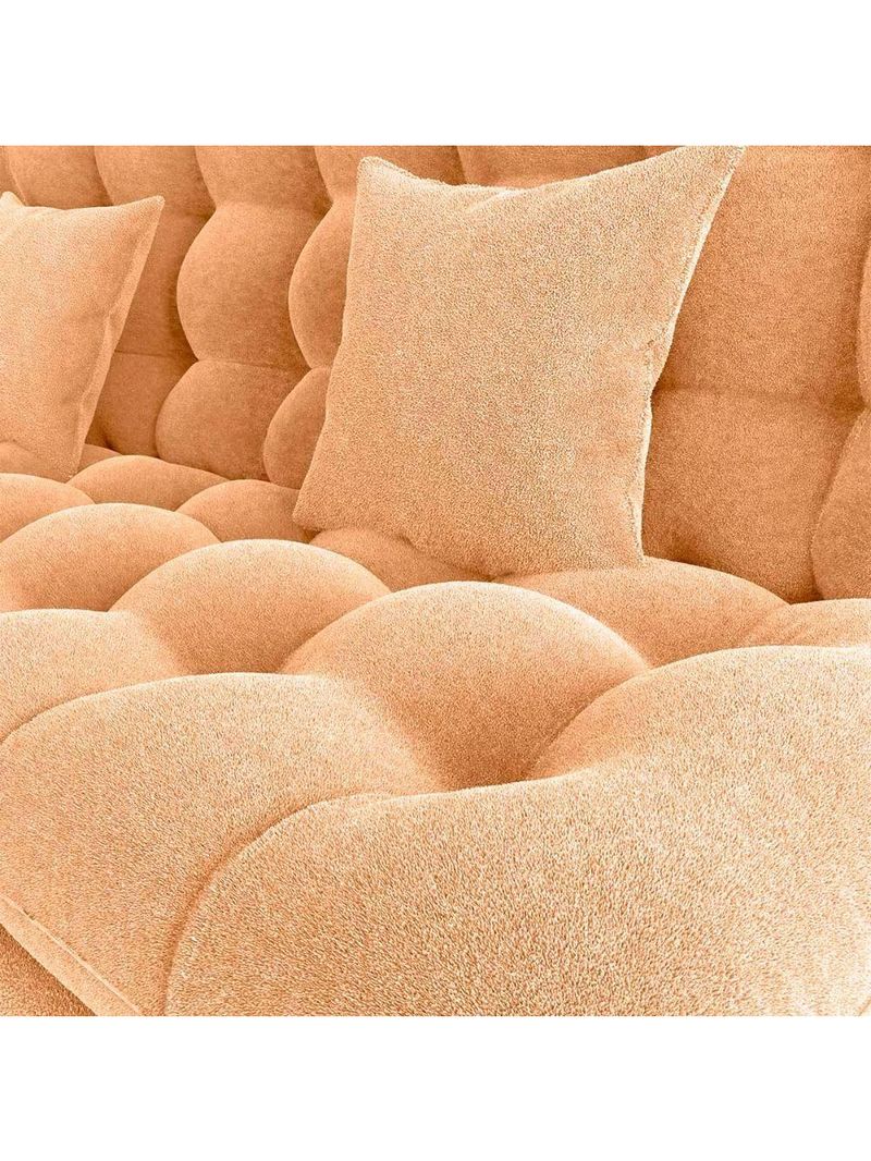 Sofá Cama 3 Lugares Casal Confortável 1,85 Larg Duda Matrix Boucle Mostarda