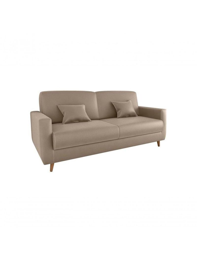 Sofá Cama Premium 3 Lugares 1,90 Larg Emilia Matrix Veludo Turkey Capuccino
