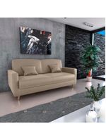 Sofá Cama Premium 3 Lugares 1,90 Larg Emilia Matrix Veludo Turkey Capuccino