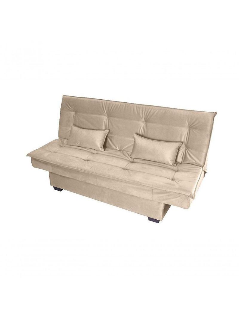 Sofá Cama 3 Lugares Casal Premium Reclinavel 1,80 Larg Esmeralda Matrix Suede Bege