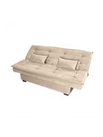 Sofá Cama 3 Lugares Casal Premium Reclinavel 1,80 Larg Esmeralda Matrix Suede Bege