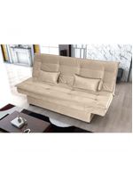Sofá Cama 3 Lugares Casal Premium Reclinavel 1,80 Larg Esmeralda Matrix Suede Bege