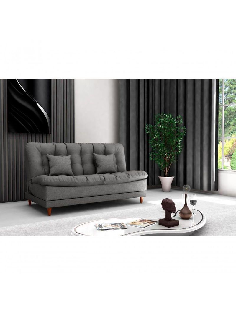 Sofá Cama 3 Lugares Casal Confortável 1,85 Larg Duda Matrix Linho Chumbo